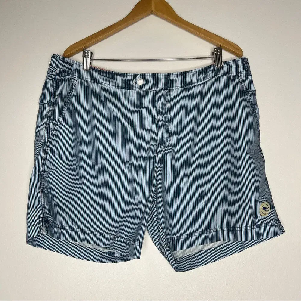 Ted Baker Swim Trunks Lobster Blue Stripe Preppy Country Club Euro Size 6 / 2XL